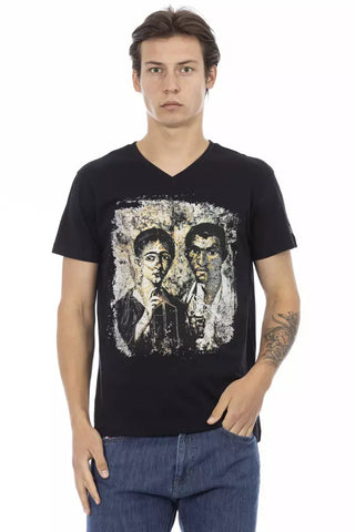 Black Cotton Men T-Shirt Trussardi Action