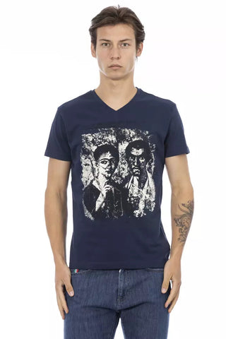 Blue Cotton Men T-Shirt Trussardi Action