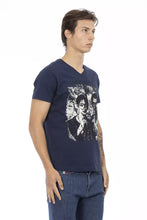 Blue Cotton Men T-Shirt Trussardi Action