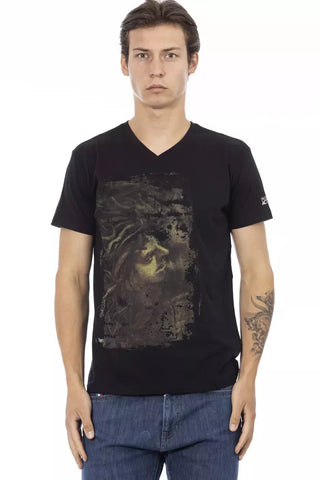 Black Cotton Men T-Shirt Trussardi Action