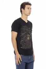 Black Cotton Men T-Shirt Trussardi Action