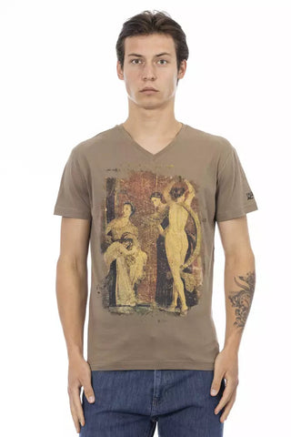 Brown Cotton Men T-Shirt Trussardi Action
