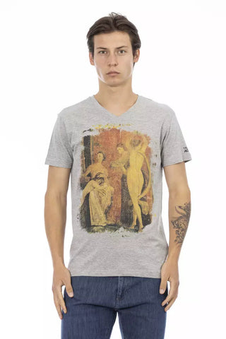 Gray Cotton Men T-Shirt Trussardi Action