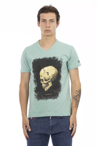 Green Cotton Men V-Neck T-Shirt Trussardi Action