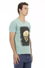 Green Cotton Men V-Neck T-Shirt Trussardi Action