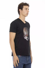 Black Cotton Men's V-Neck T-Shirt Trussardi Action