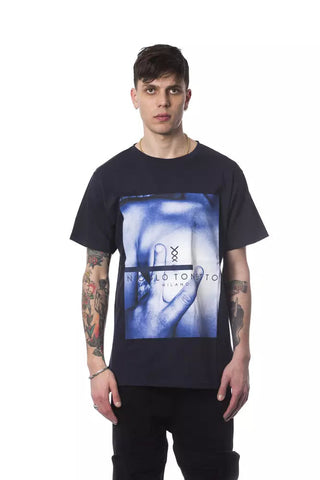 Blue Cotton Men T-Shirt Nicolo Tonetto