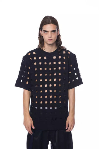 Black Cotton Men T-Shirt Nicolo Tonetto