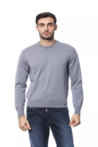 Gray Merino Wool Men Sweater Billionaire Italian Couture