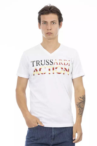 White Cotton Men T-Shirt Trussardi Action