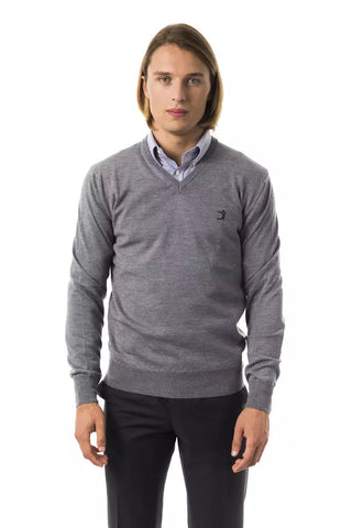 Gray Merino Wool Men Sweater Uominitaliani