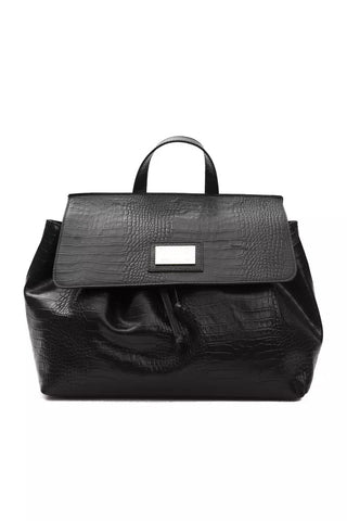 Black Leather Women Shoulder Bag Pompei Donatella