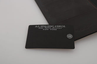 Black Leather Bifold Travel Holder Logo Wallet A.G. Spalding & Bros