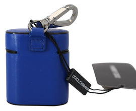 Blue Leather Silver Metal Logo Airpods Case Dolce & Gabbana