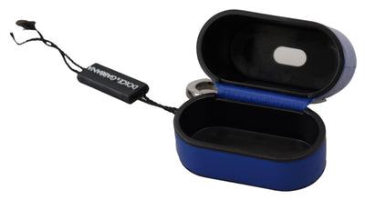 Blue Leather Silver Metal Logo Airpods Case Dolce & Gabbana