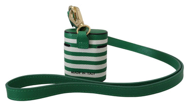 Green Leather Strap Gold Metal Logo Airpods Case Dolce & Gabbana