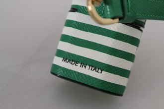 Green Leather Strap Gold Metal Logo Airpods Case Dolce & Gabbana
