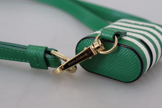 Green Leather Strap Gold Metal Logo Airpods Case Dolce & Gabbana