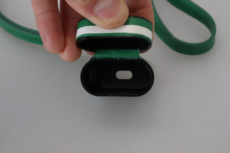 Green Leather Strap Gold Metal Logo Airpods Case Dolce & Gabbana