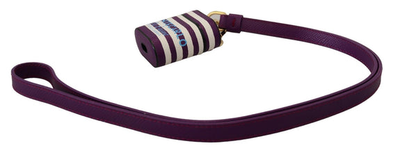 Purple Leather Strap Gold Metal Logo Airpods Case Dolce & Gabbana