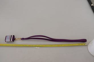 Purple Leather Strap Gold Metal Logo Airpods Case Dolce & Gabbana