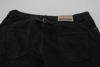 Black Cotton Back Buckle Casual Denim Jeans John Galliano