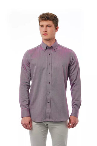 Burgundy Cotton Men Shirt Bagutta