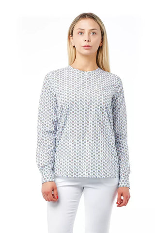 White Cotton Women Blouse with Skull Print Bagutta