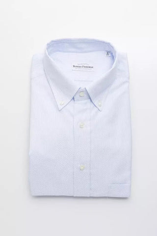 Light Blue Cotton Men Shirt Robert Friedman