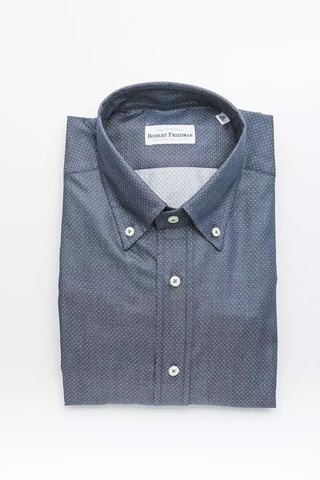 Blue Cotton Men Shirt Robert Friedman