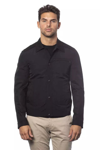 Black Cotton Men Bomber Jacket Verri