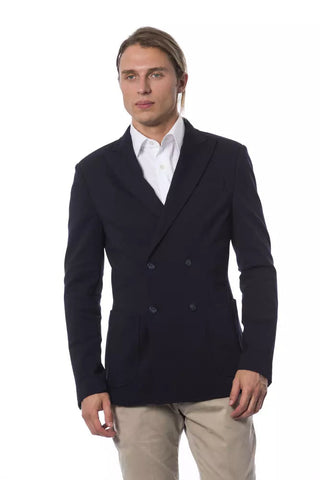 Blue Viscose Men Blazer Verri