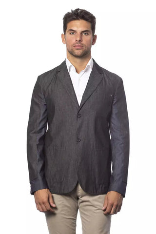 Gray Cotton Men Blazer Verri