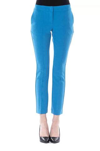 Light Blue Polyester Women Pant BYBLOS