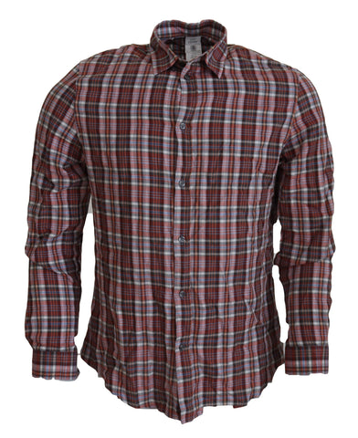 Multicolor Checkered Cotton Long Sleeves Casual Shirt GF Ferre
