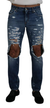 Blue Cotton Tattered Men Denim Jeans Dolce & Gabbana