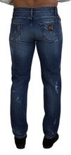 Blue Cotton Tattered Men Denim Jeans Dolce & Gabbana
