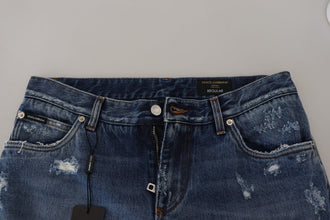 Blue Cotton Tattered Men Denim Jeans Dolce & Gabbana
