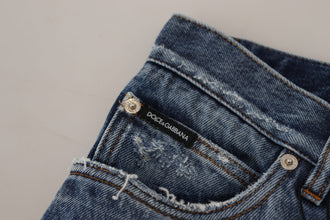 Blue Cotton Tattered Men Denim Jeans Dolce & Gabbana