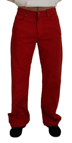 Red Cotton Straight Fit Men Denim Jeans Dolce & Gabbana