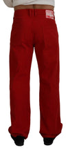 Red Cotton Straight Fit Men Denim Jeans Dolce & Gabbana