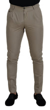 Beige Cotton Slim Fit Men Pants Dolce & Gabbana