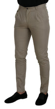 Beige Cotton Slim Fit Men Pants Dolce & Gabbana