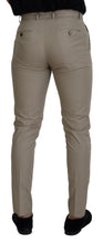 Beige Cotton Slim Fit Men Pants Dolce & Gabbana