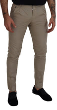 Beige Cotton Slim Fit Men Pants Dolce & Gabbana