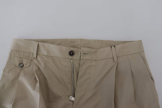 Beige Cotton Slim Fit Men Pants Dolce & Gabbana