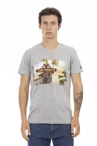 Gray Cotton Men T-Shirt Trussardi Action
