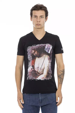Black Cotton Men T-Shirt Trussardi Action