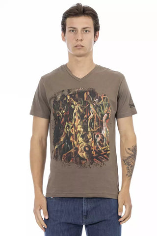 Brown Cotton Men T-Shirt Trussardi Action
