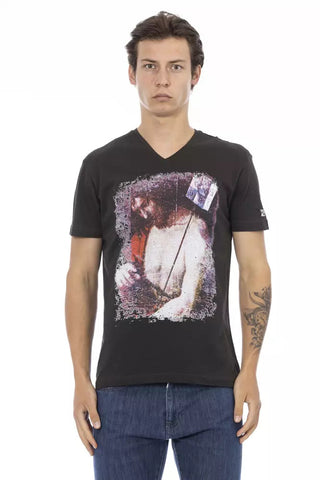 Black Cotton Men T-Shirt Trussardi Action